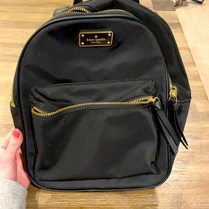 Kate Spade backpack purse like new black with gold zipper